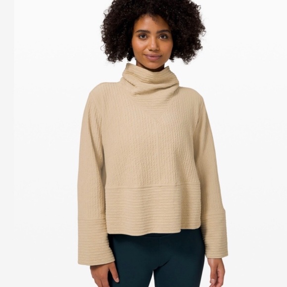 lululemon athletica Sweaters - lululemon athletica retreat yourself‎ Women's Tan Cowl Neck Sweater s/xs